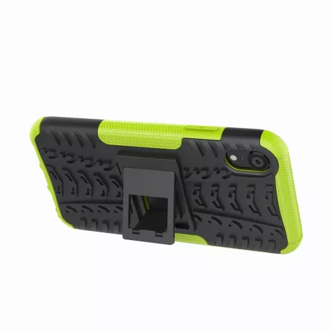 Shockproof Autoband hoesje TPU geschikt voor iPhone XR Case met Standaard - Groen