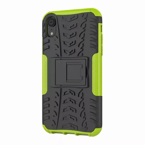 Shockproof Autoband hoesje TPU iPhone XR Case met Standaard - Groen