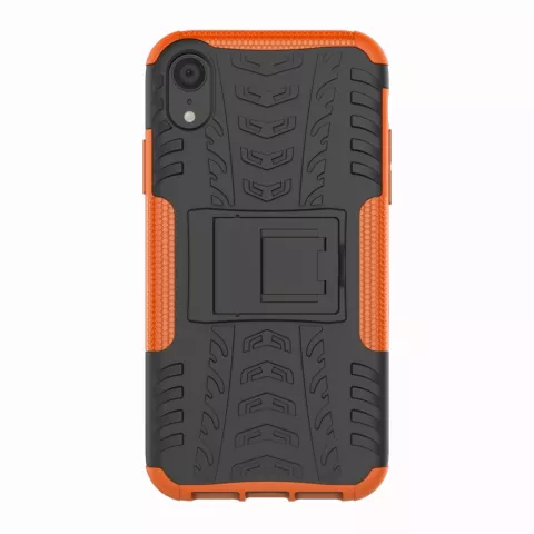 Shockproof Autoband hoesje TPU iPhone XR Case met Standaard - Oranje