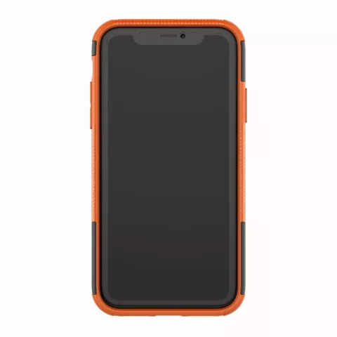 Shockproof Autoband hoesje TPU iPhone XR Case met Standaard - Oranje