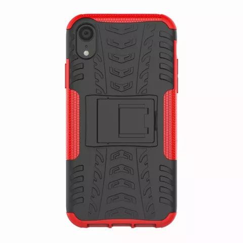 Shockproof Autoband hoesje TPU iPhone XR Case met Standaard - Rood