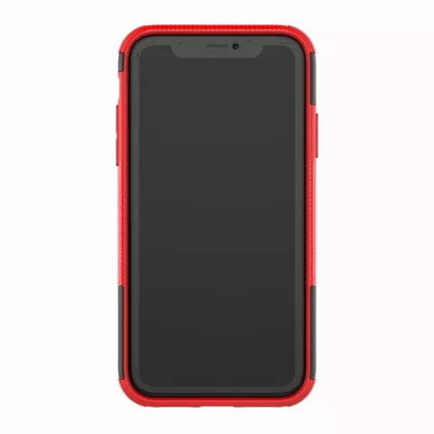 Shockproof Autoband hoesje TPU iPhone XR Case met Standaard - Rood