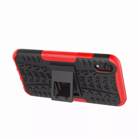 Shockproof Autoband hoesje TPU iPhone XR Case met Standaard - Rood