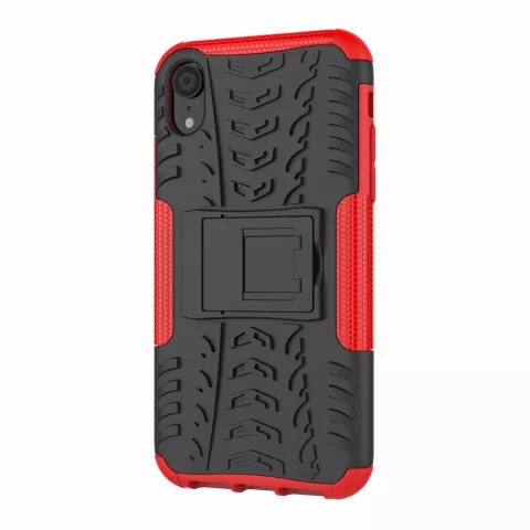 Shockproof Autoband hoesje TPU iPhone XR Case met Standaard - Rood