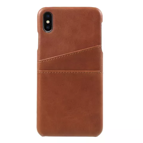 Duo Cardslot Wallet kunstleer kaarthouder hoesje iPhone XS Max case - Bruin