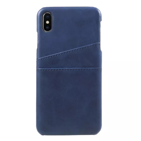 Duo Cardslot Wallet kunstleer kaarthouder hoesje iPhone XS Max case - Blauw