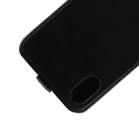 Lederen iPhone XS Max flipcase hoesje - Zwart