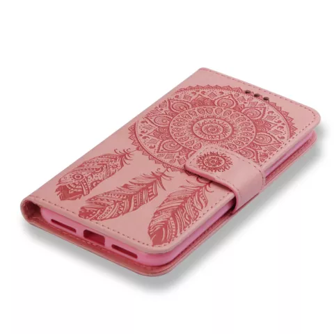 Dromenvanger Lederen iPhone XS Max wallet Bookcase hoesje - Roze