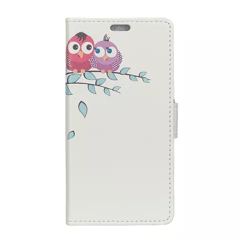 Lederen iPhone XS Max Bookcase Uilen hoesje - Wit Bruin