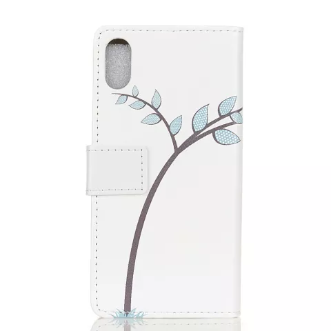 Lederen iPhone XS Max Bookcase Uilen hoesje - Wit Bruin