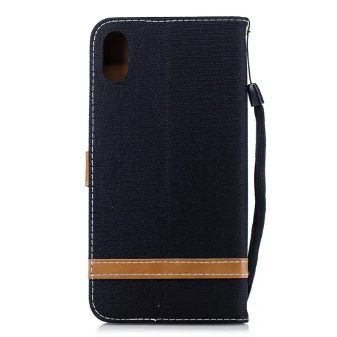 Fabric Lederen iPhone XS Max Bookcase wallet hoesje Standaard - Zwart Bruin