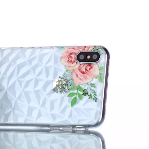 Diamant hoesje TPU iPhone XS Max Case - Bloemen