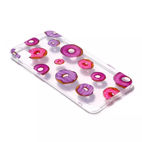 Donuts Flexibel TPU Hoesje iPhone XS Max - Roze Paars