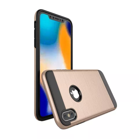 Beschermend Brushed hoesje iPhone XS Max Case - Goud