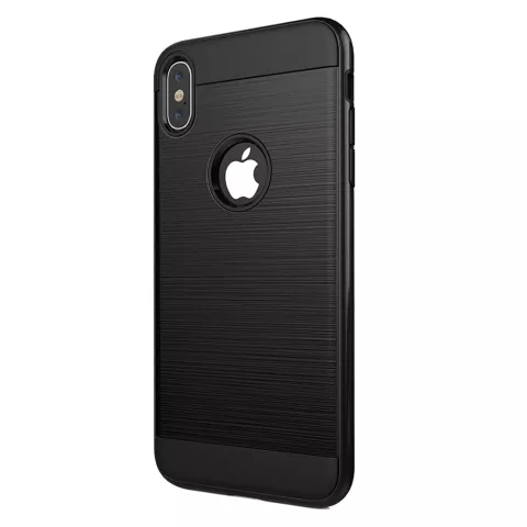 Beschermend Brushed hoesje iPhone XS Max Case - Zwart