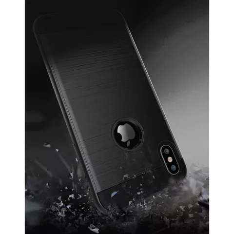 Beschermend Brushed hoesje iPhone XS Max Case - Zwart