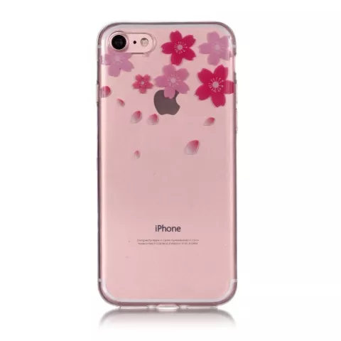 Flexibele Doorzichtige Bloemen Case iPhone 7 8 SE 2020 SE 2022 - Roze