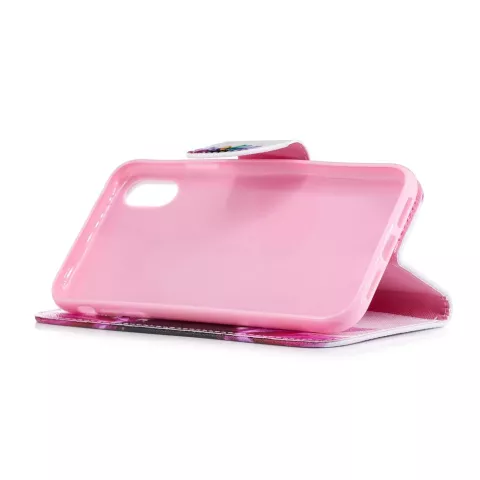 Bookcase Portemonnee Bloemen Hoesje wallet iPhone XR - Wit Roze