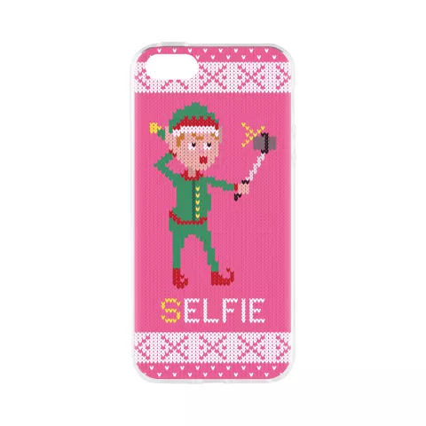 FLAVR Kerst Case Ugly Xmas sweater kerst trui elfjes selfie iPhone 5 5s SE 2016 - Roze