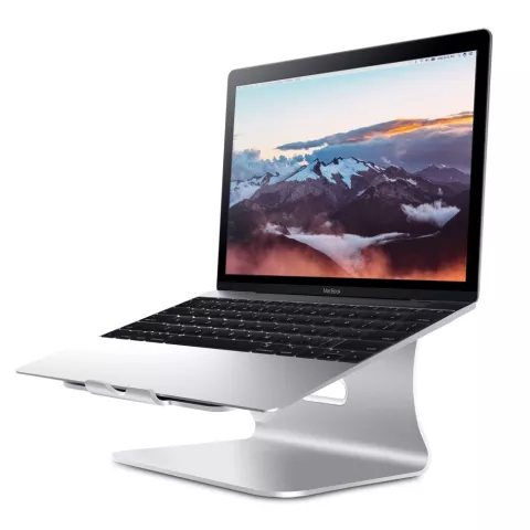 Bestand standaard Aluminium Design Ergonomische Laptop houder geschikt voor MacBook - Zilver