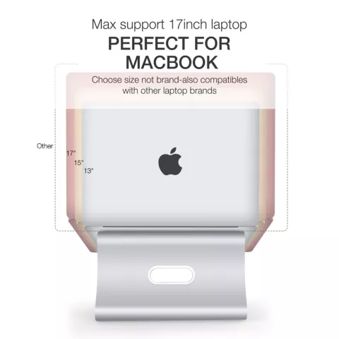 Bestand standaard Aluminium Design Ergonomische Laptop houder geschikt voor MacBook - Zilver