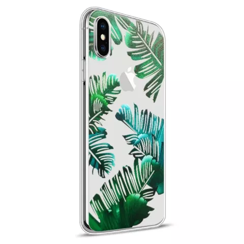 Flexibel hoesje groene bladeren transparant hoesje iPhone X XS - Transparant