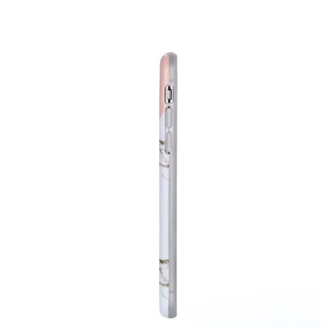 Flexibel hoesje gouden ananas marble gold marmer geschikt voor iPhone X XS - Roze Wit