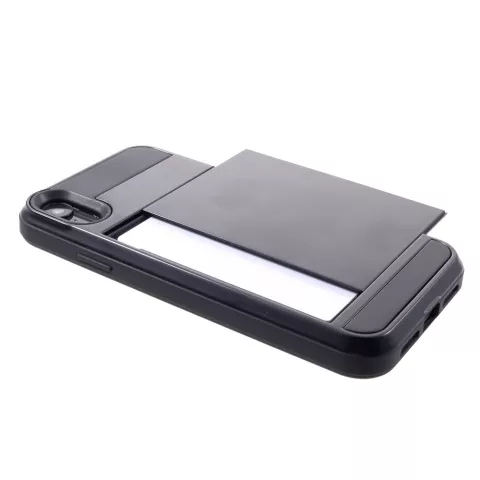 Secret pasjeshouder hoesje geschikt voor iPhone XR hardcase portemonnee wallet - Zwart