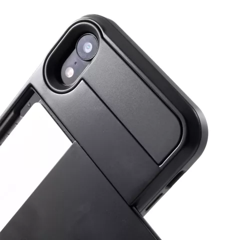 Secret pasjeshouder hoesje geschikt voor iPhone XR hardcase portemonnee wallet - Zwart