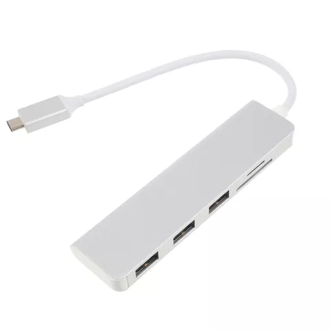 Multifunctionele 5-in-1 USB-C Hub met TF SD Card Reader 3 USB 3.0 geschikt voor MacBook - Aluminium