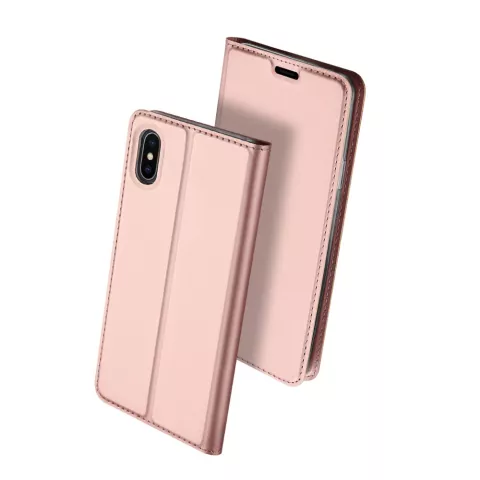 Dux Ducis Cover booklet case hoesje met flap leren hoes iPhone XS Max- Rose Goud