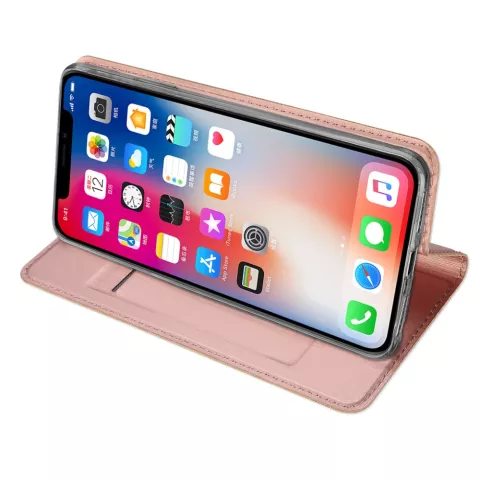 Dux Ducis Cover booklet case hoesje met flap leren hoes iPhone XS Max- Rose Goud