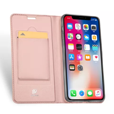 Dux Ducis Cover booklet case hoesje met flap leren hoes iPhone XS Max- Rose Goud