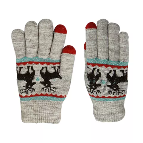 Handschoenen Touch Tip Gloves Herten comfortabel gebreid - Grijs