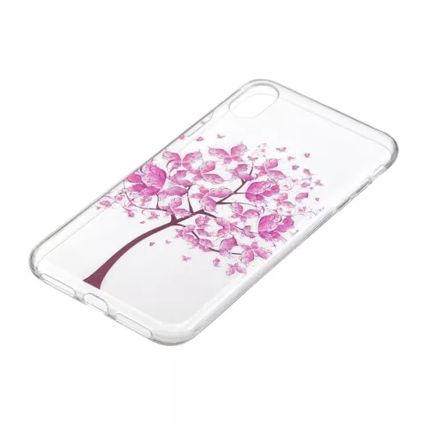 Roze Bloemen Boom TPU iPhone XR hoesje Cover - Transparant Case