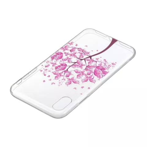 Roze Bloemen Boom TPU iPhone XR hoesje Cover - Transparant Case