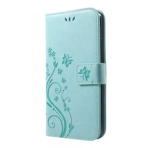 Vlinder Wallet Kunstleer hoesje iPhone XR TPU Case - Cyaan