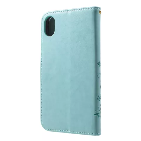 Vlinder Wallet Kunstleer hoesje iPhone XR TPU Case - Cyaan