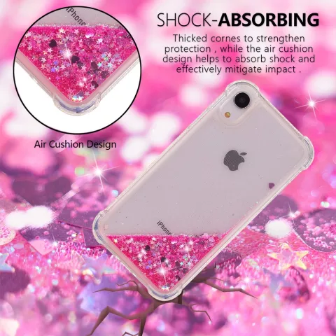Glitter Poeder Beschermend hoesje TPU iPhone XR - Roze Case