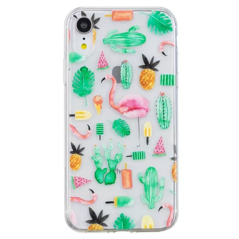 Cactus en Flamingo TPU hoesje iPhone XR cover