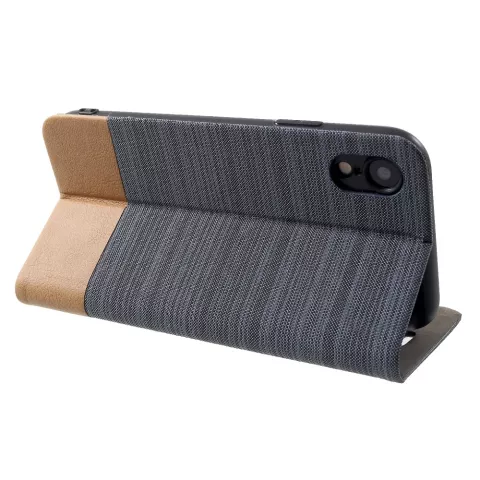 Kunstleer wallet hoesje iPhone XR - Donker Grijs case