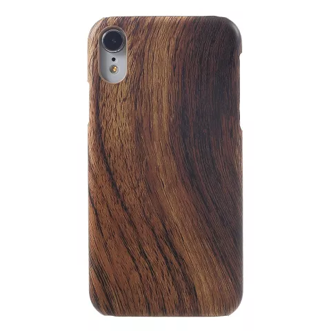 Hout look geschikt voor iPhone XR Hardcase hoesje - Bruin Hout Textuur