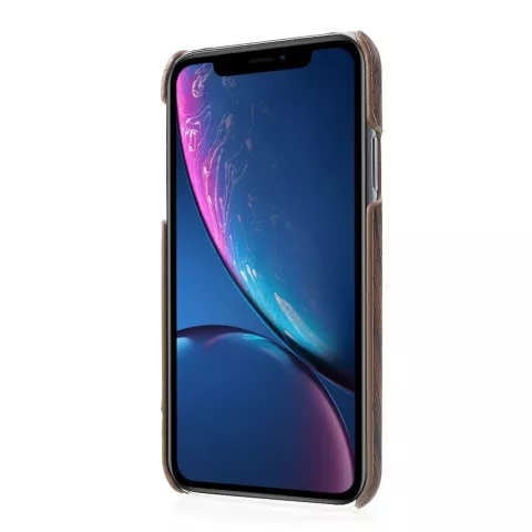 Hout look geschikt voor iPhone XR Hardcase hoesje - Bruin Hout Textuur