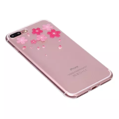 Bloem TPU Hoesje iPhone 7 Plus 8 Plus cover - Doorzichtig