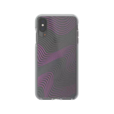 Gear4 Victoria transparante case met paarse en grijze golfjes iPhone XS Max - Transparant