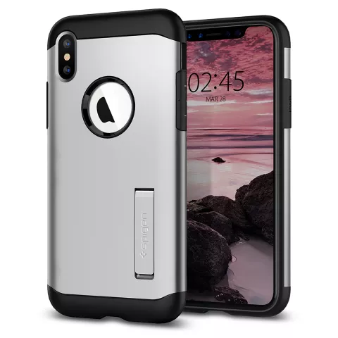 Spigen Slim Armor hoesje iPhone XS Max - Zilver case