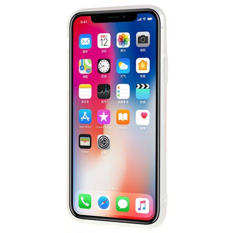 Marmer hoesje TPU marble iPhone X XS - Roze Wit