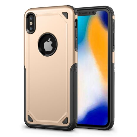 uitzending Klas leren ProArmor protection hoesje bescherming iPhone XS Max case - Goud