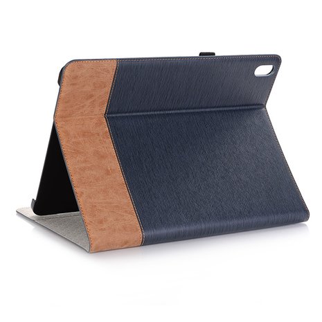 Fabric Ribbel Textuur Lederen iPad Pro 12.9-inch 2018 Case Hoes Wallet Portemonnee - Blauw Bruin