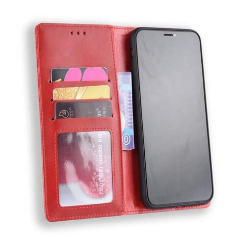 Vintage Wallet Stijl Kunstleer leder Cover Case iPhone XS Max hoesje - Rood